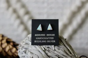 White Opal Triangle Studs