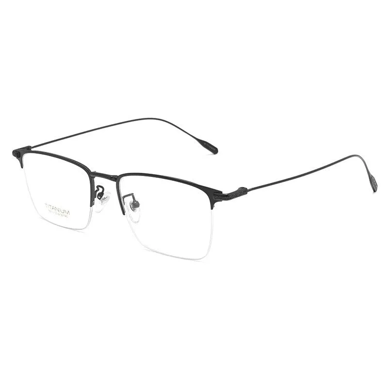 Yimaruili Men's Semi Rim Big Square Titanium Eyeglasses 9913sf